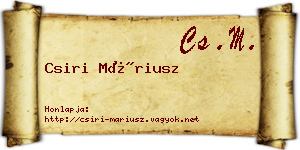 Csiri Máriusz névjegykártya